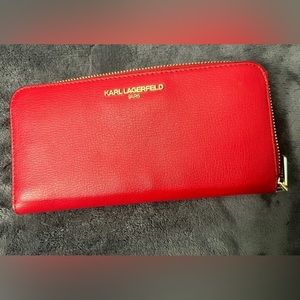 Karl Lagerfield Red Zipper Wallet